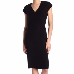 NWT $345 Vince V-Neck Cap Sleeve Pencil Dress in Black - size 0!